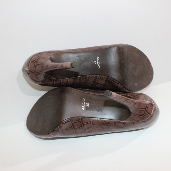 ALDO Brown Croc Print Leather 39 - Picture 2 of 6